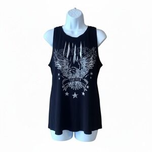 Homegirl Graphic Tank Top‎ Eagle Slits 1X Black White Biker Rock Concert Blouse
